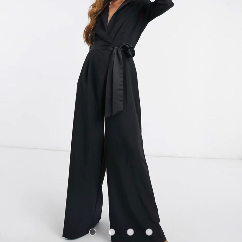 ASOS DESIGN wide leg tuxedo jumpsuit in black